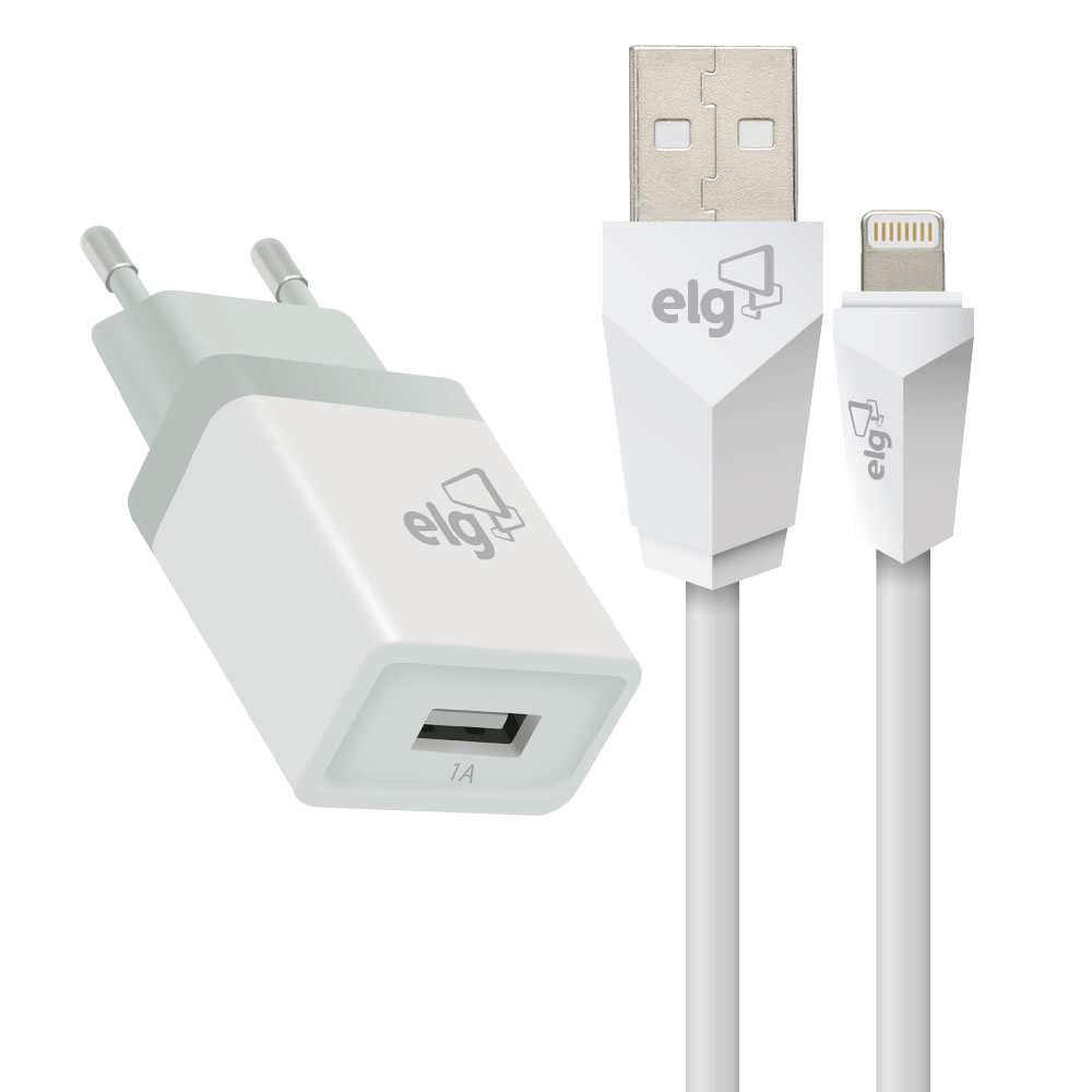 Carregador ELG Lightning + Fonte Para iPhone Kt810wc