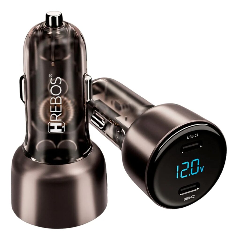 Carregador Veicular Hrebos Premium 60w Usb-c Dual Tipo C