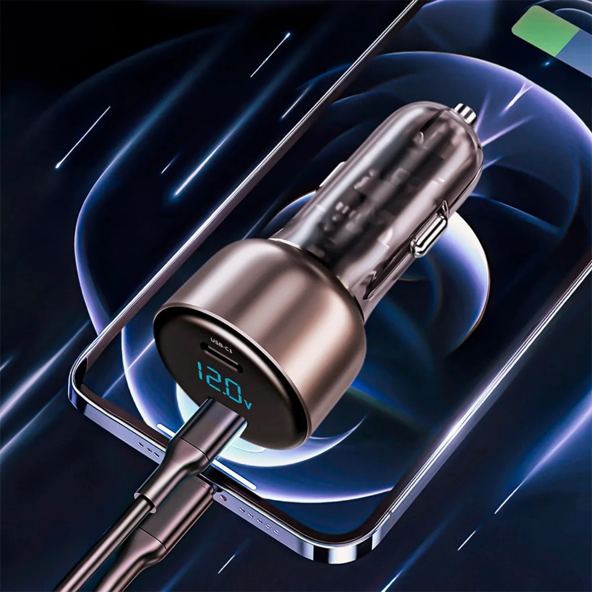 Carregador Veicular Hrebos Premium 60w Usb-c Dual Tipo C
