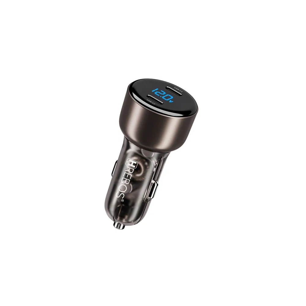 Carregador Veicular Hrebos Premium 60w Usb-c Dual Tipo C