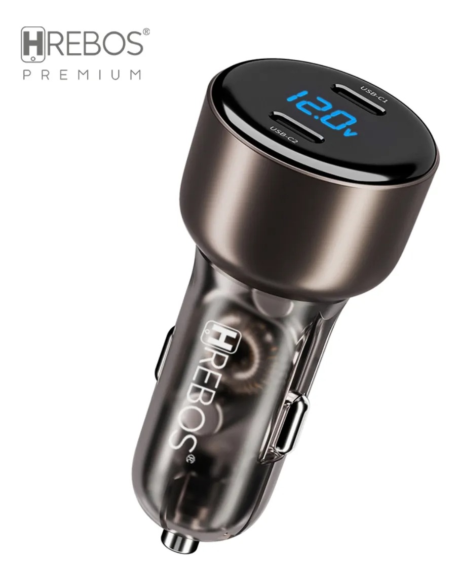 Carregador Veicular Hrebos Premium 60w Usb-c Dual Tipo C