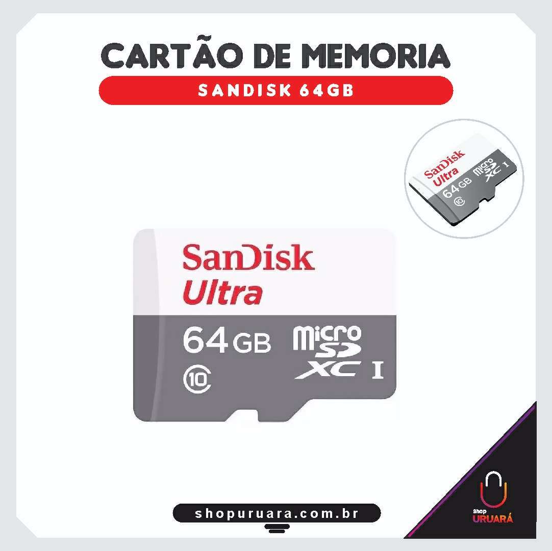 Cartão Memória Microsd Sandisk Ultra 64gb 100mb/s Classe 10