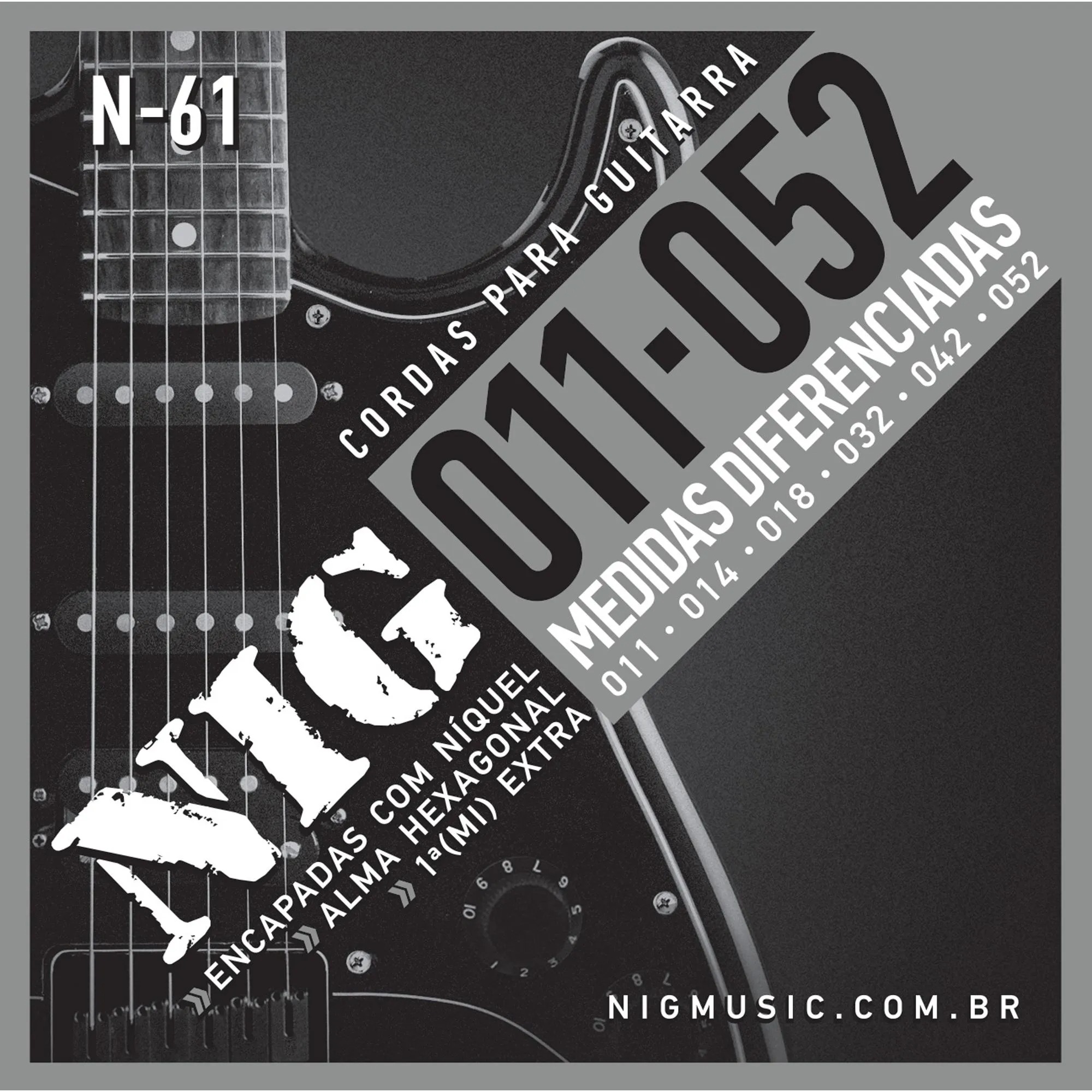 Encordoamento Cordas Guitarra Nig N61 Níquel Alma Hexagonal 0.11