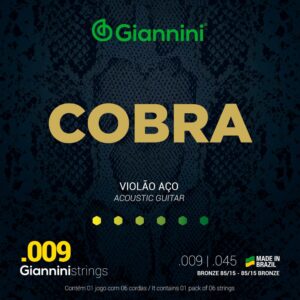 Encordoamento Corda Violão Aço Giannini Cobra Bronze 0.9