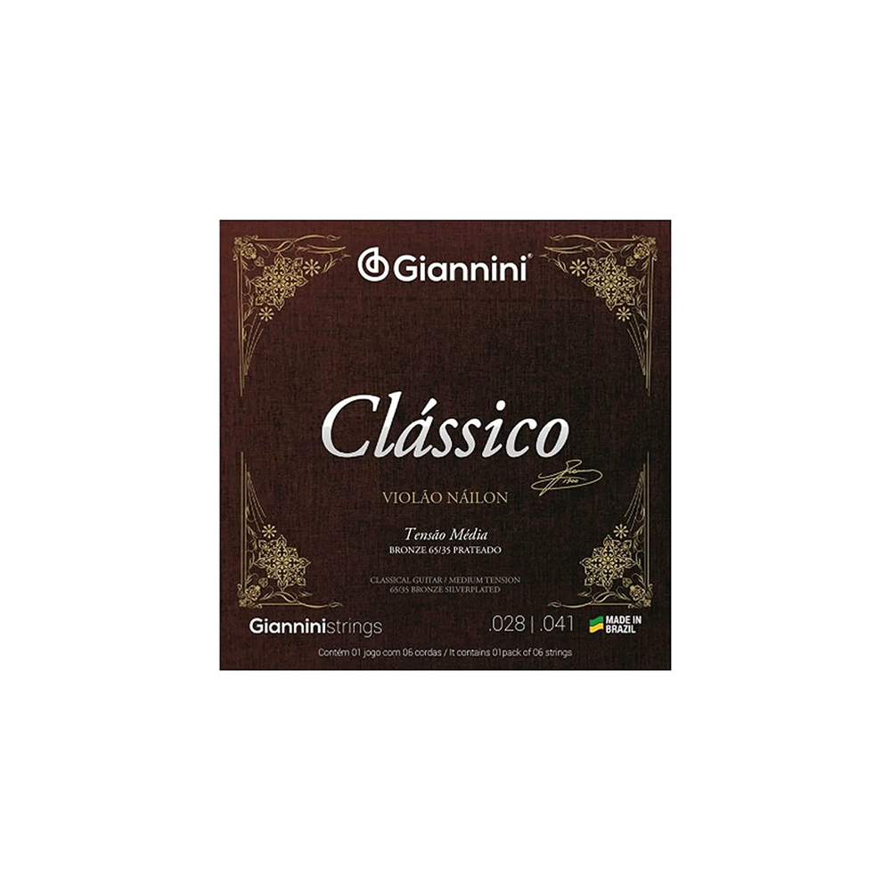 Encordamento Violão Nylon Giannini Clássico Tensão Média