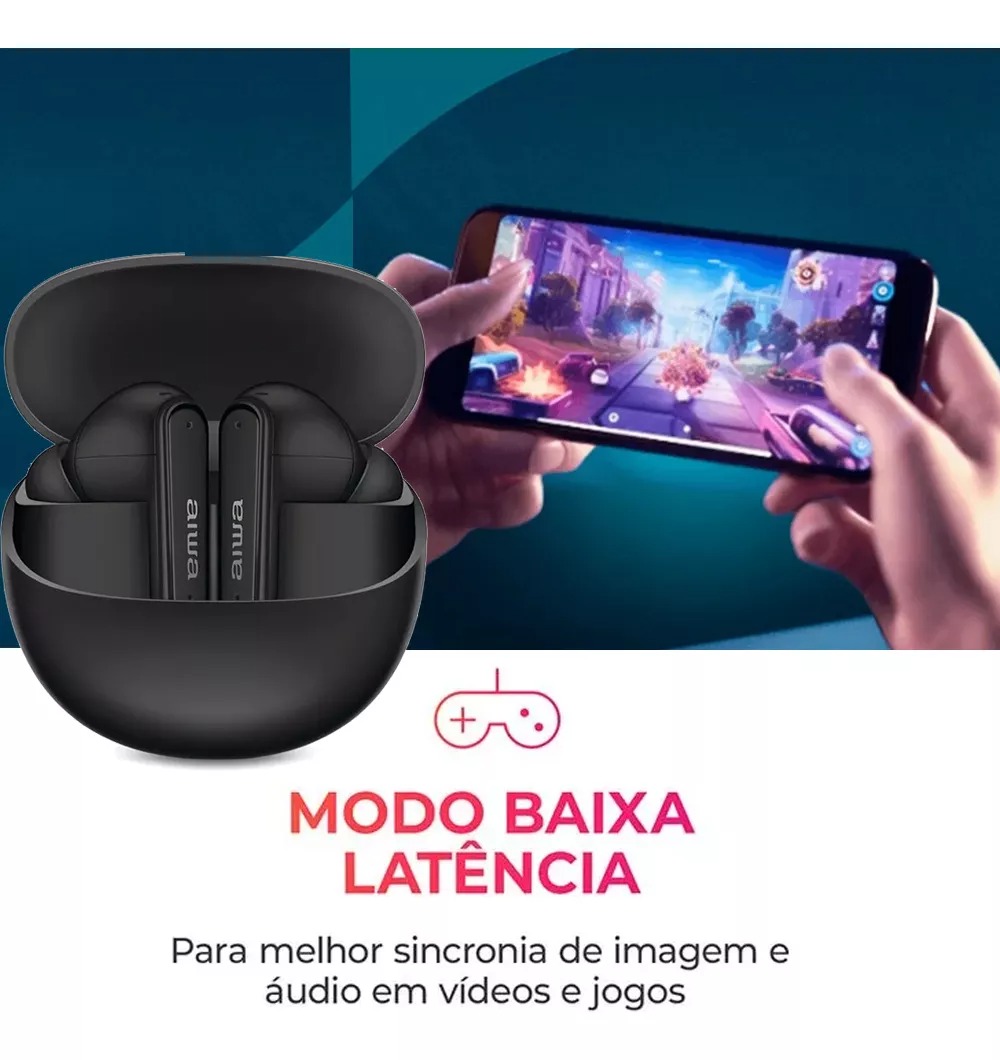 Earphone Fone De Ouvido Eardbud Bluetooth Aiwa Aws-eb-04-b Ipx4 Preto