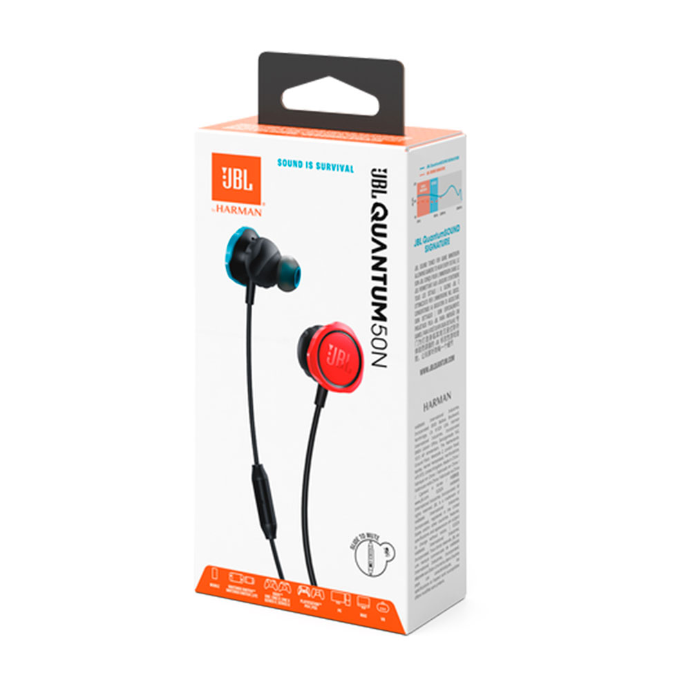 Earphone Fone de Ouvido Gamer Com Fio Jbl Quantum 50n - Azul E Vermelho