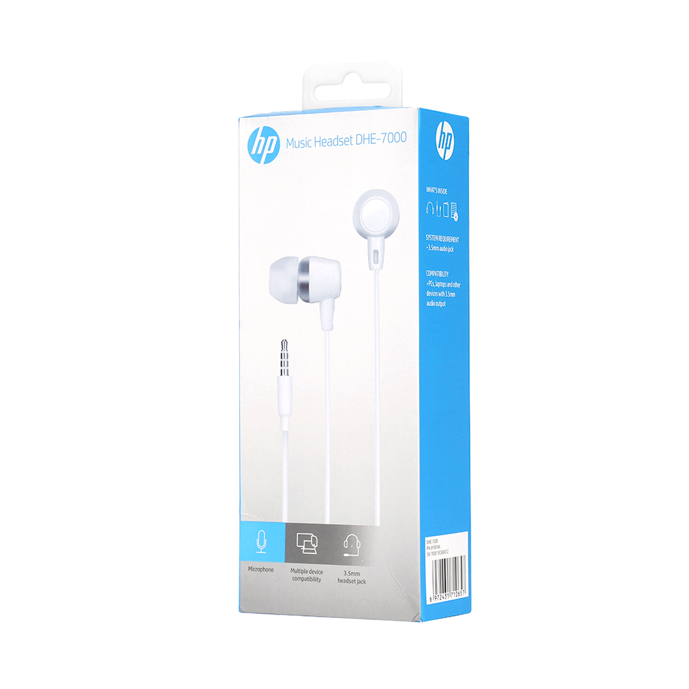 Earphone Fone De Ouvido P2 In Ear Com Microfone Hp Dhe-7000 Branco