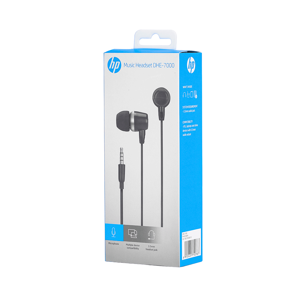 Earphone Fone De Ouvido P2 In Ear Com Microfone Hp Dhe-7000 Preto