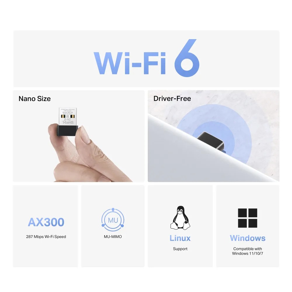 Adaptador Wireless Nano Mercusys Usb Wireless Ax300