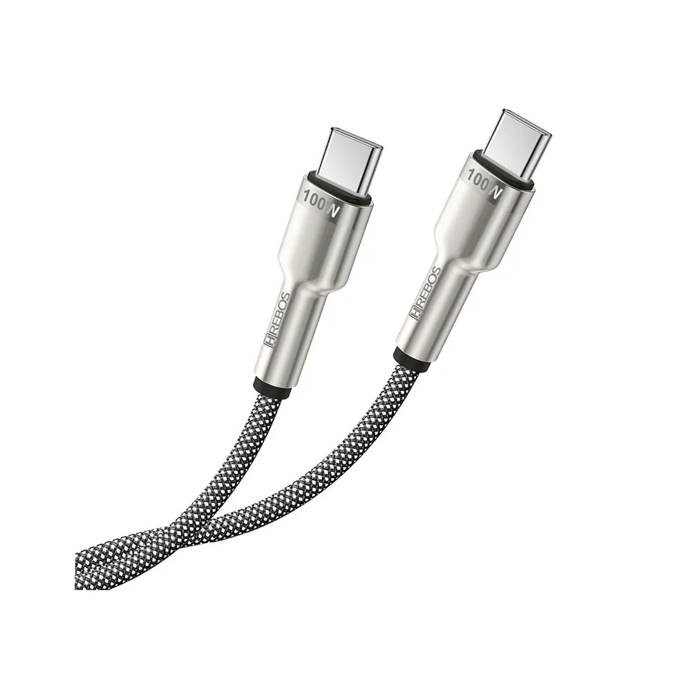 Cabo Auxiliar Hrebos USB-C para USB-C, Metal Waves - CB-351C (1)