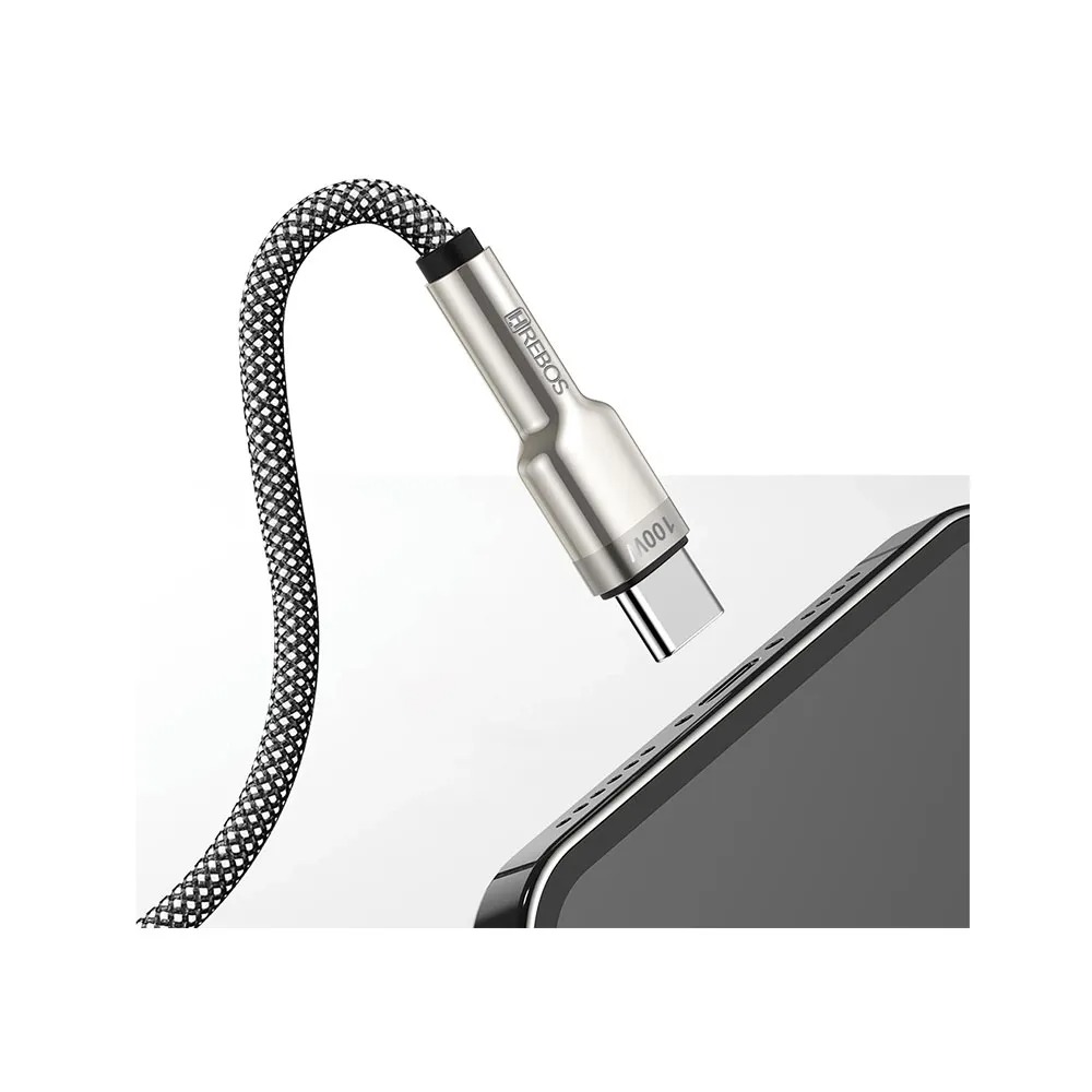 Cabo Auxiliar Hrebos USB-C para USB-C, Metal Waves - CB-351C (1)