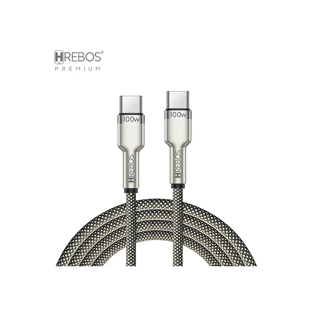 Cabo Auxiliar Hrebos USB-C para USB-C, Metal Waves - CB-351C (1)