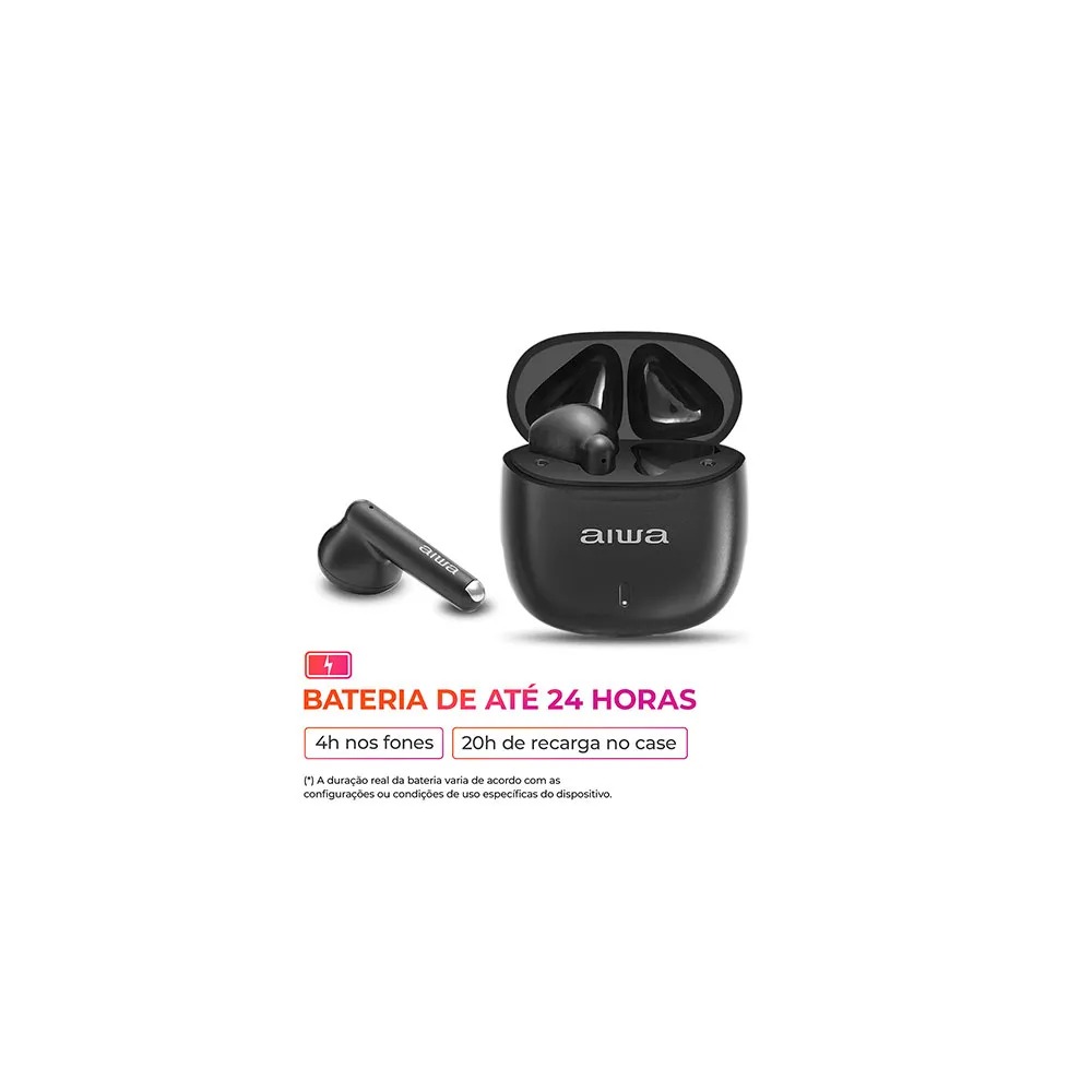 Fone De Ouvido Eardbud Aiwa Aws-eb-05-b Bluetooth Ipx4 24 Hs