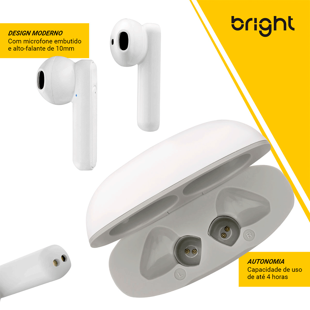 Fone de Ouvido Bright Beatsound II Bluetooth 5.1 FN565 Branco