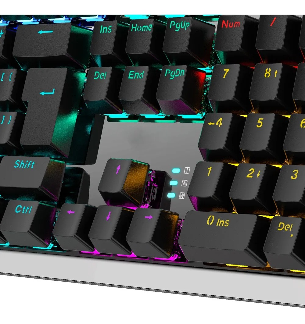 Teclado Gamer Mecânico Kross Elegance Randgrid Rainbow Switch Azul - KE-KG155 Preto