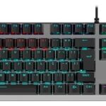 Teclado Gamer Mecânico Kross Elegance Randgrid Rainbow Switch Azul - KE-KG155 Preto
