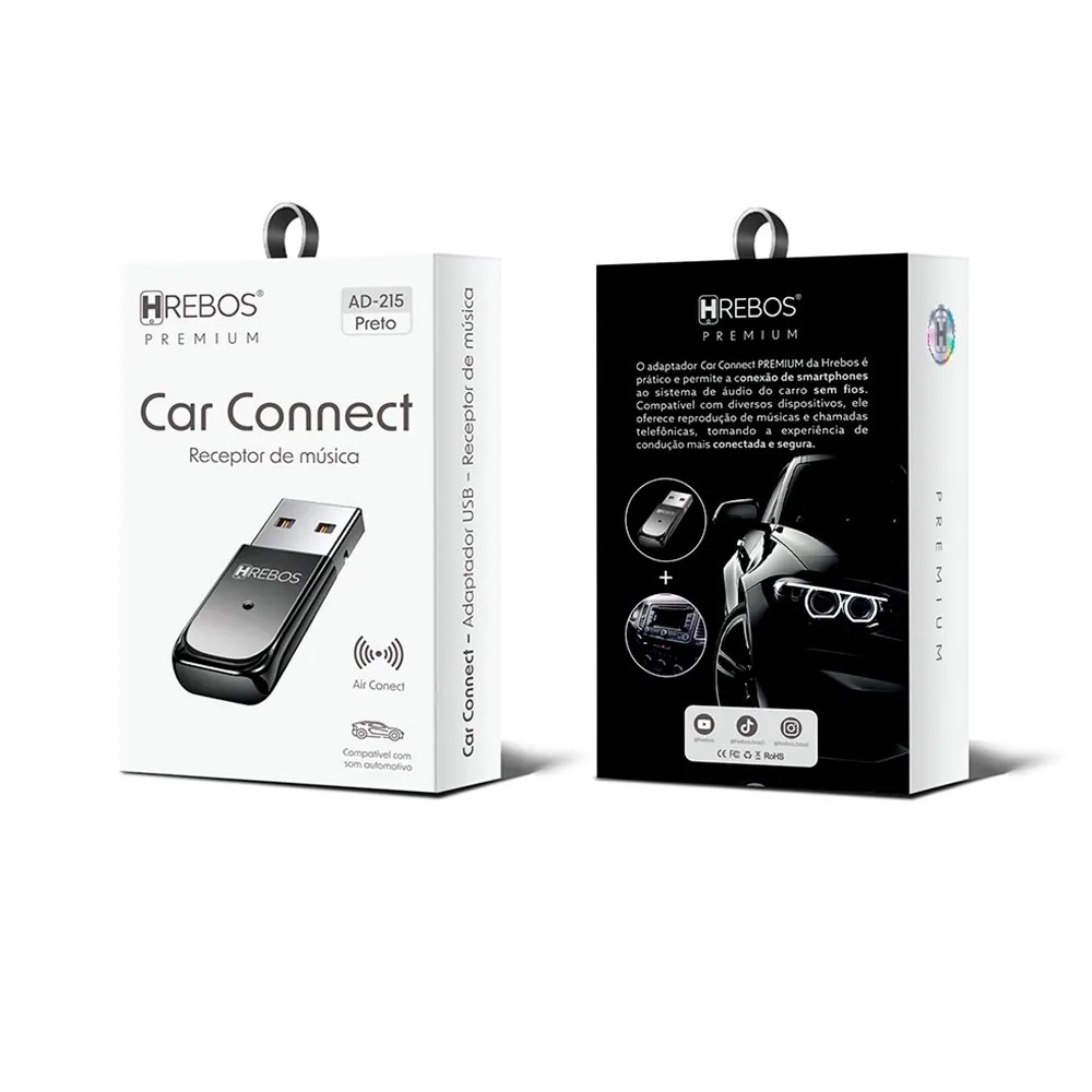 Transmissor Bluetooth Hrebos AD-215 Para Veículos Ou Caixas