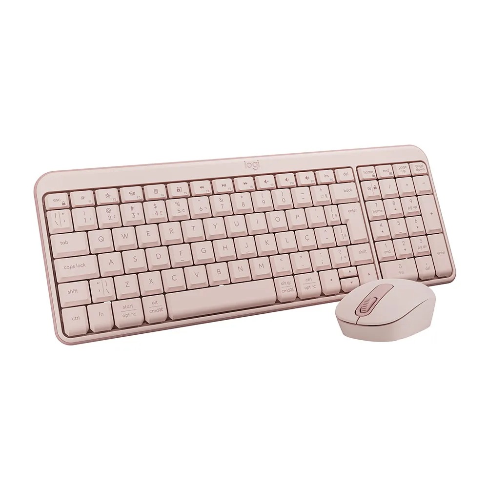 Teclado E Mouse Bluetooth Abnt2 Logitech Mk250 Rosa