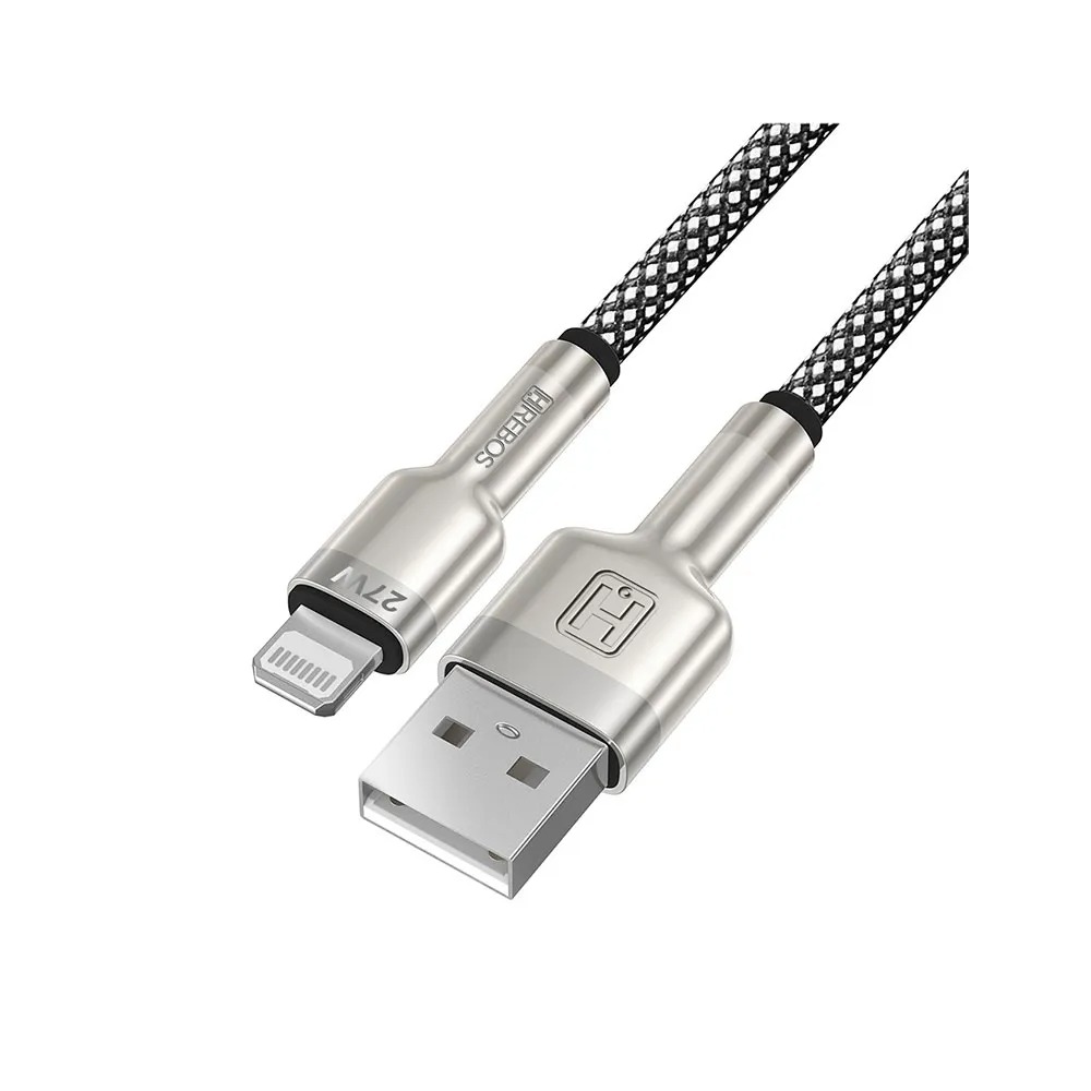 Cabo Hrebos Metal Waves Lightning Usb 1m 27w Turbo Cb-253i Preto
