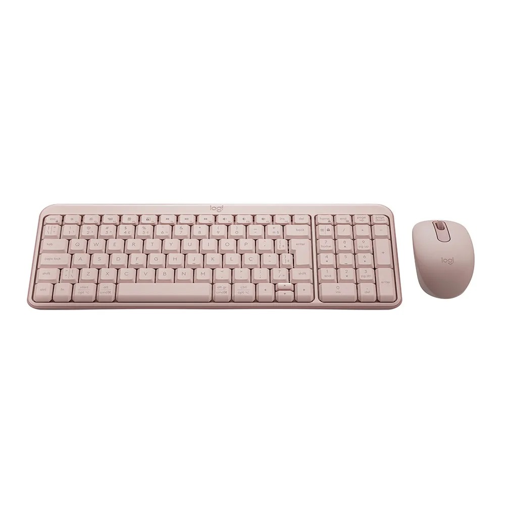 Teclado E Mouse Bluetooth Abnt2 Logitech Mk250 Rosa