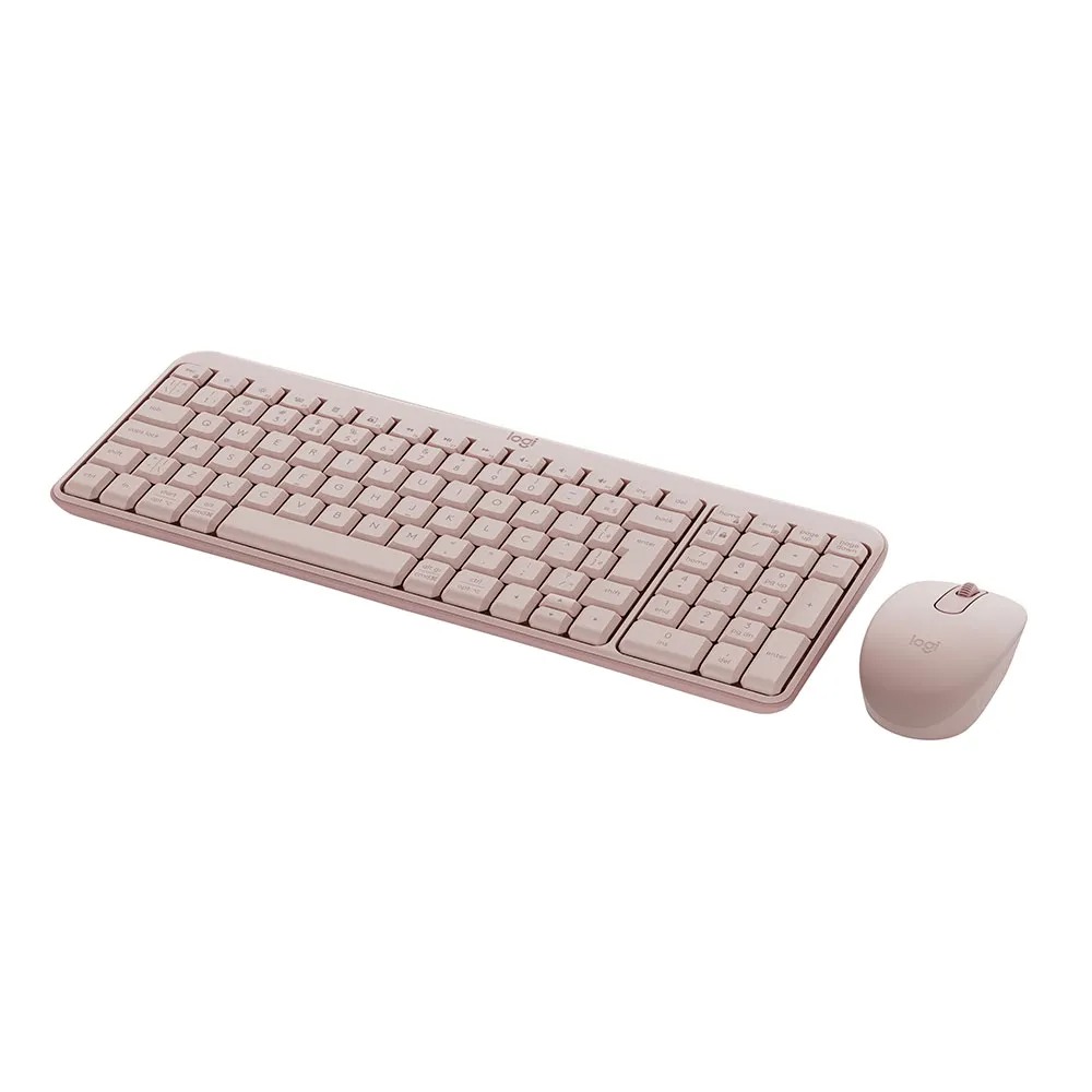 Teclado E Mouse Bluetooth Abnt2 Logitech Mk250 Rosa