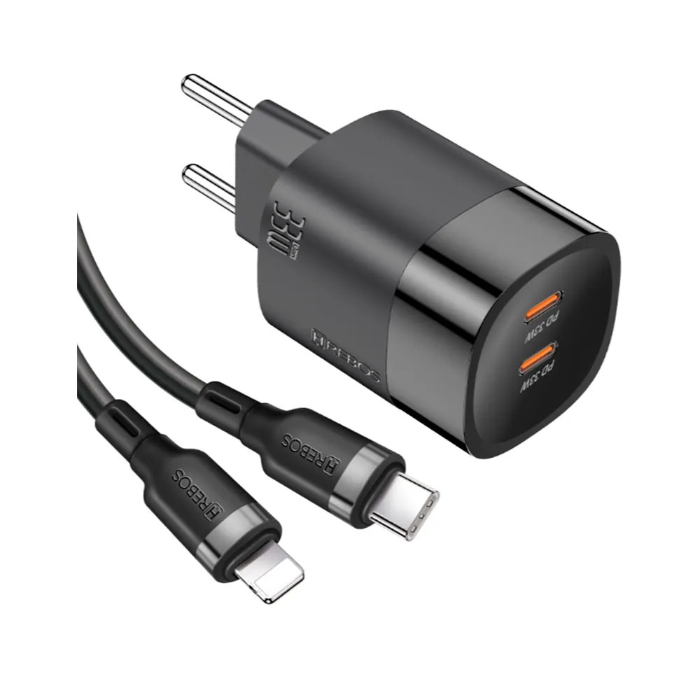 Carregador Hrebos 33w Turbo Usb-c P Lightning Crg-223i Preto (2)