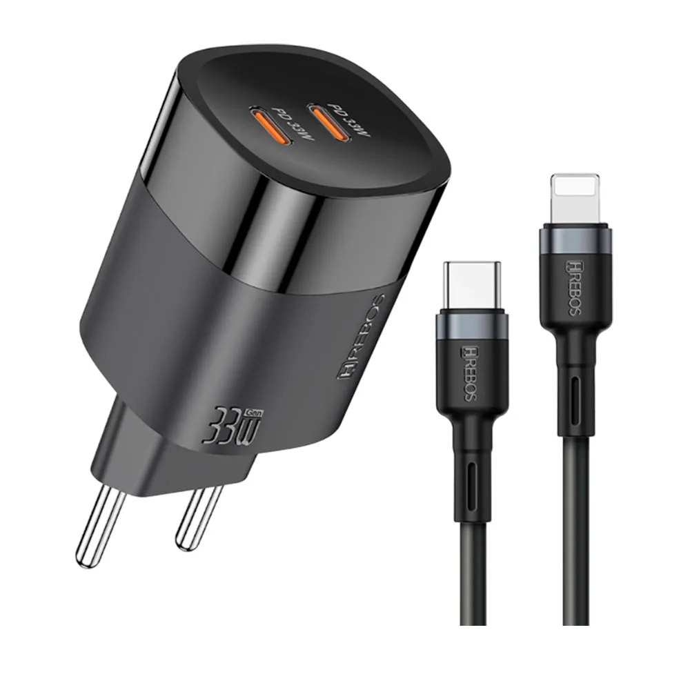 Carregador Hrebos 33w Turbo Usb-c P Lightning Crg-223i Preto (2)
