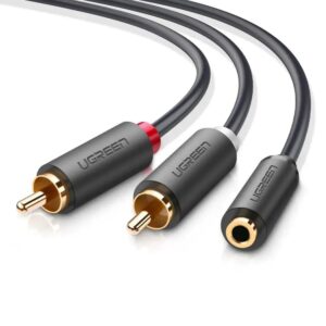 Cabo Áudio Ugreen Av102 P2 Fêmea P/2 Rca Macho 1m Preto