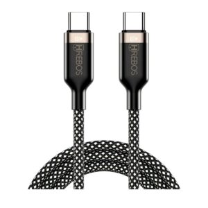 Cabo Hrebos Titanium Usb-c 100w Nylon 1m Preto Cb-366c Preto