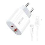 Carregador Hrebos 20w Usb-c E Usb Turbo Crg-215i Branco