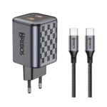 Carregador Hrebos 45w Duplo Usb-c Turbo Crg-218c Cinza