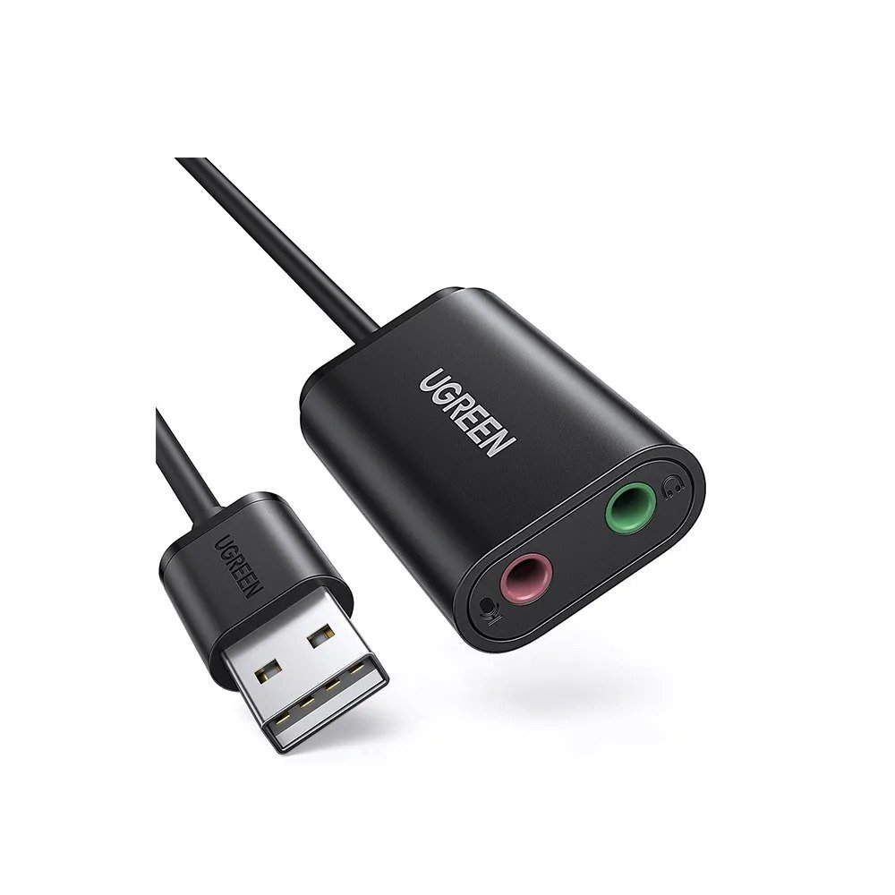 Adaptador de Áudio Externo Ugreen US205 USB 2.0 Preto