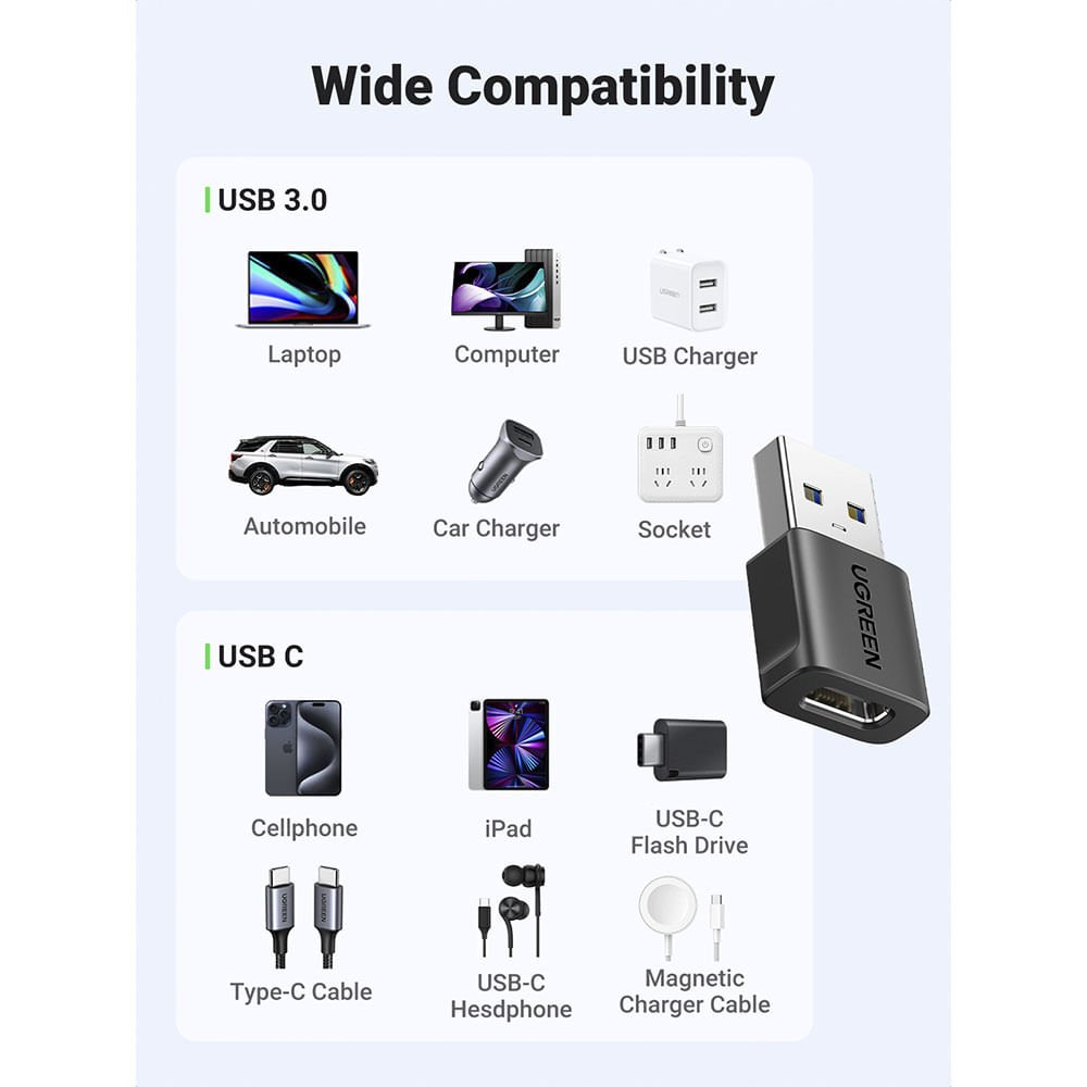 Adaptador OTG Ugreen US701 USB-A Macho para USB-C Fêmea