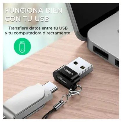 Adaptador Ugreen US280 USB-A Macho para USB-C Fêmea Alumínio Preto