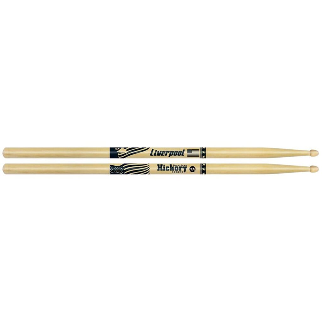 Baquetas Liverpool American Hickory 7A HY-7AM - Ponta de Madeira, Série Premium