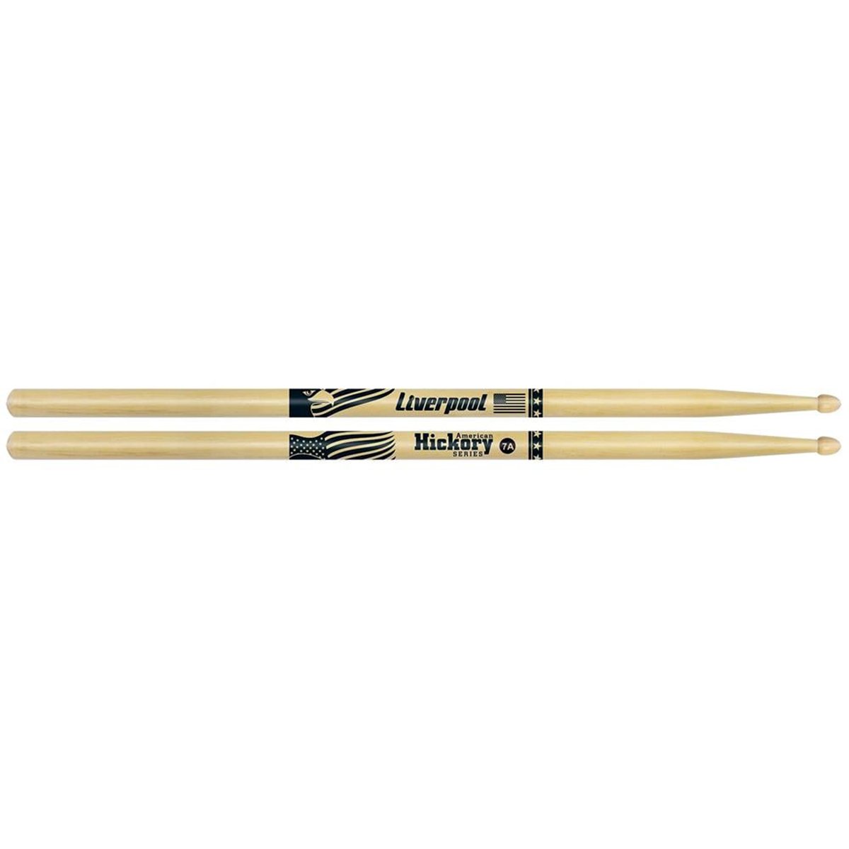 Baquetas Liverpool American Hickory 7A HY-7AM - Ponta de Madeira, Série Premium