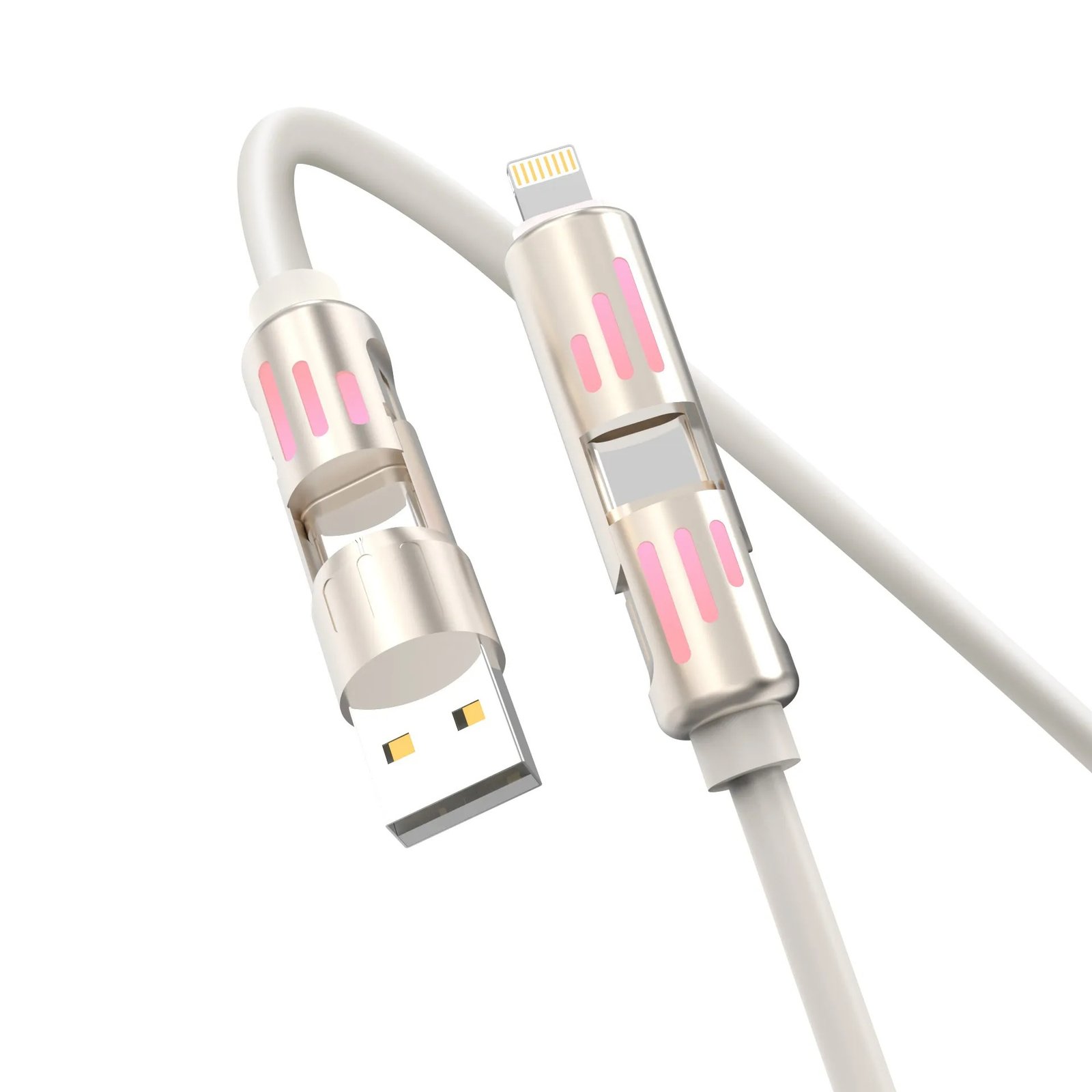 Cabo 4 Em 1 Hrebos Cb-801 Mechanical Led 60w Branco 1.2m