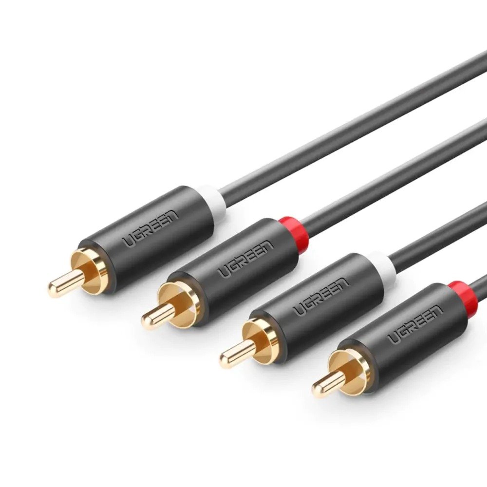 Cabo Áudio 2rca Macho Ugreen 2m Estéreo Hi-fi Preto