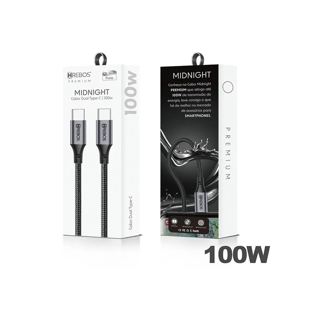 Cabo Carregador Usb-c Turbo Para iPhone 15 E 16 Pro Max Hreboc CB-362c