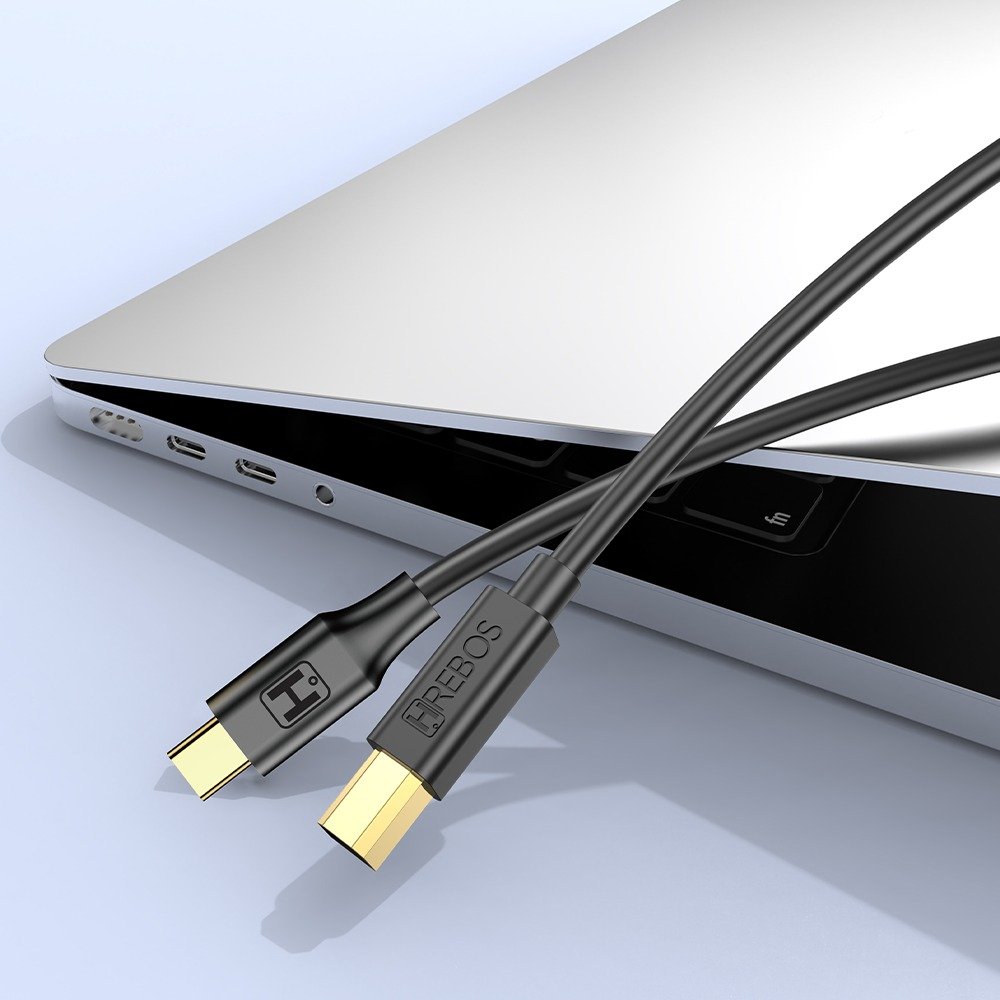 Cabo De Impressora Hrebos If-246 Usb-c Para Usb-b 2m Preto