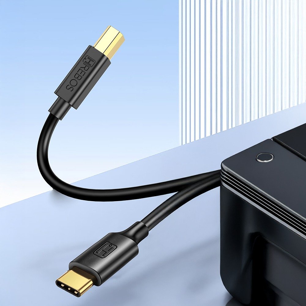 Cabo De Impressora Hrebos If-246 Usb-c Para Usb-b 2m Preto