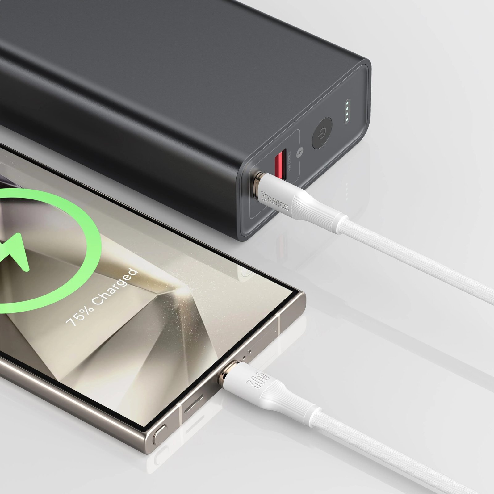 Cabo Turbo Hrebos Cb-374c Soft White 100w Usb-c P/ Usb-c 2m