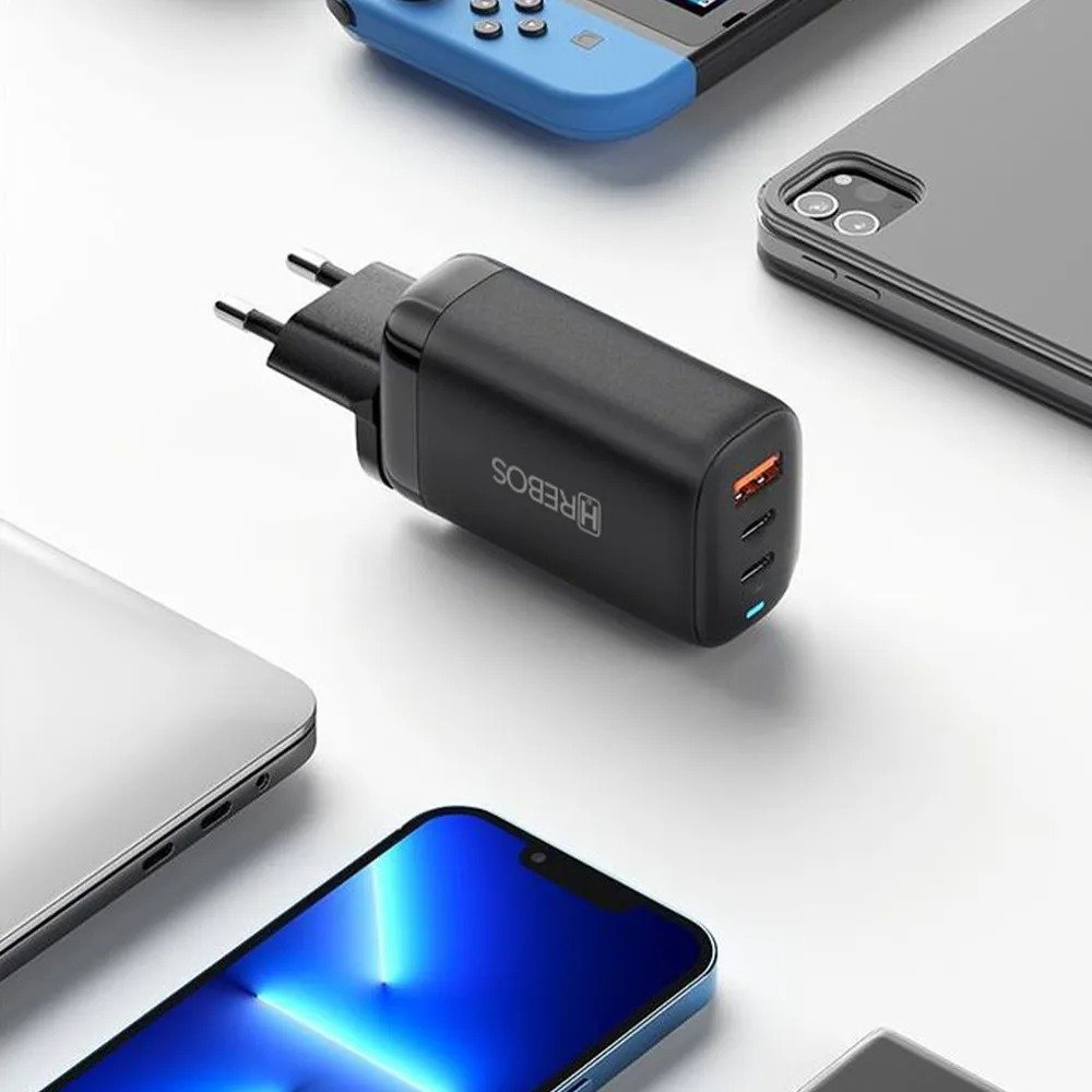 Carregador Hrebos Crg-202ci Chargewave 65w + Cabo Lightning