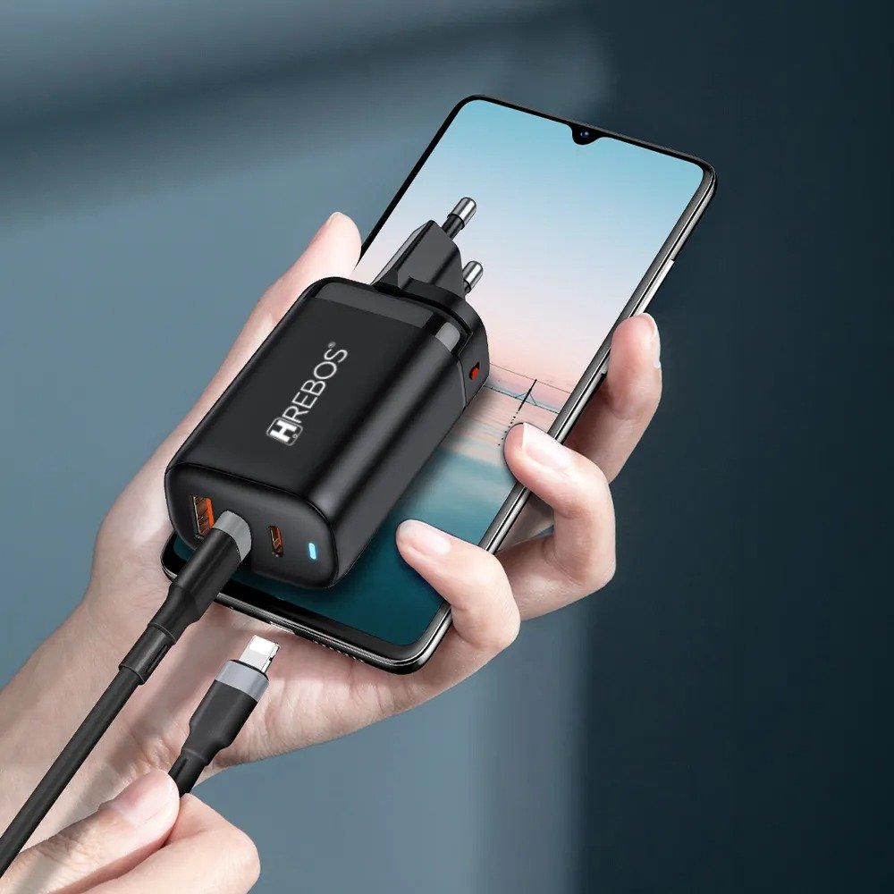 Carregador Hrebos Crg-202ci Chargewave 65w + Cabo Lightning