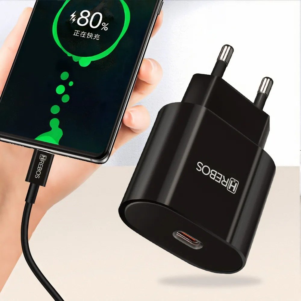 Carregador Hrebos Crg-211 Turbo Volt Max 20w Usb-c Pd Preto