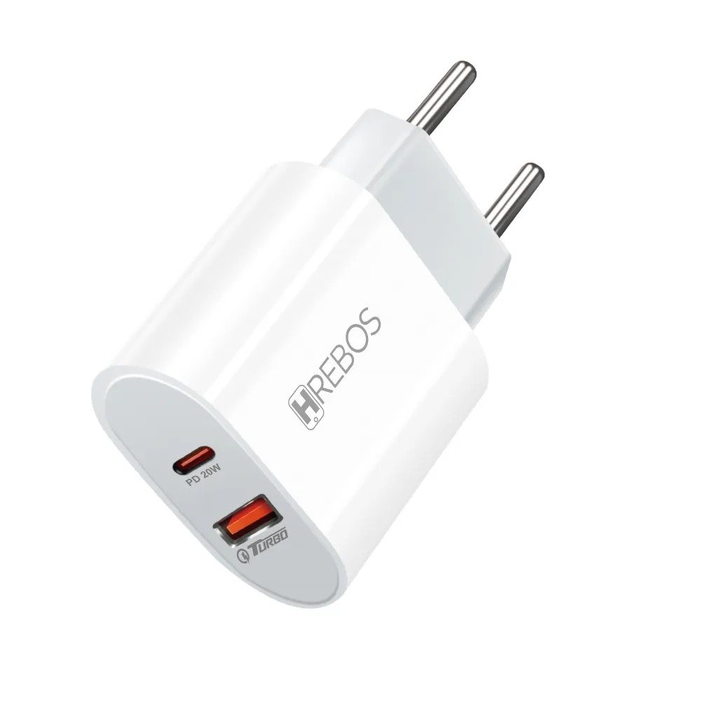 Carregador Hrebos Crg-215 Zentrix Charger 20w Usb-c E Usb-a Branco