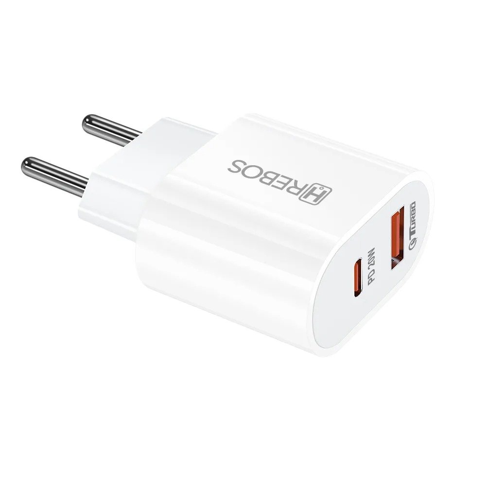 Carregador Hrebos Crg-215 Zentrix Charger 20w Usb-c E Usb-a Branco