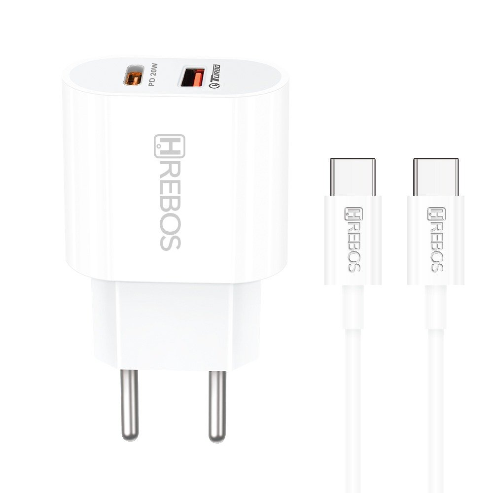 Carregador Hrebos Crg-215cc Zentrix 20w Branco + Cabo Usb-c