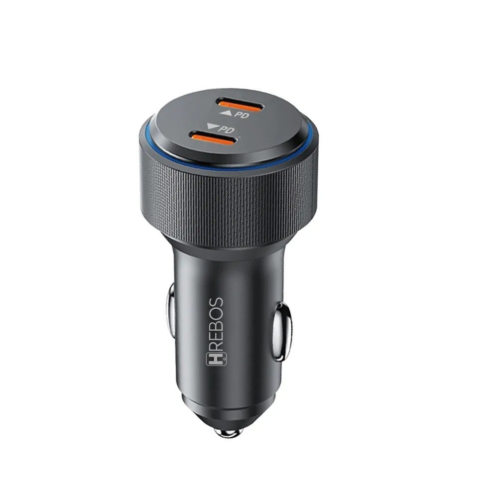 Carregador Veicular Hrebos Crv-209i 60w + Cabo Usb-c P/ Ligh Preto